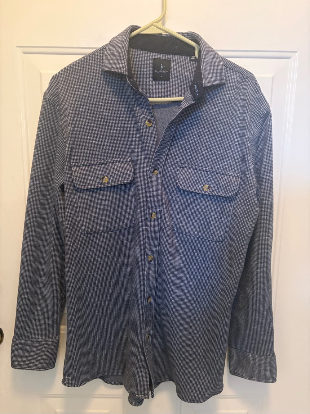 Tailorbyrd Navy Micro-Check Button-Down Shirt Jacket